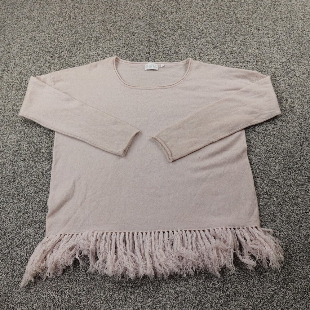 Cashmere Merino Wool Sweater Womens L Pink Knit Roll Neck Pullover Crewneck Cozy